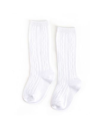 White Cable Knit Knee High Socks