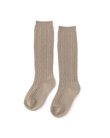 Oat Cable Knit Knee High Socks