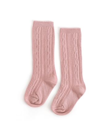 Blush Cable Knit Knee High Socks