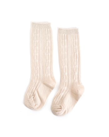 Vanilla Cable Knit Knee High Socks